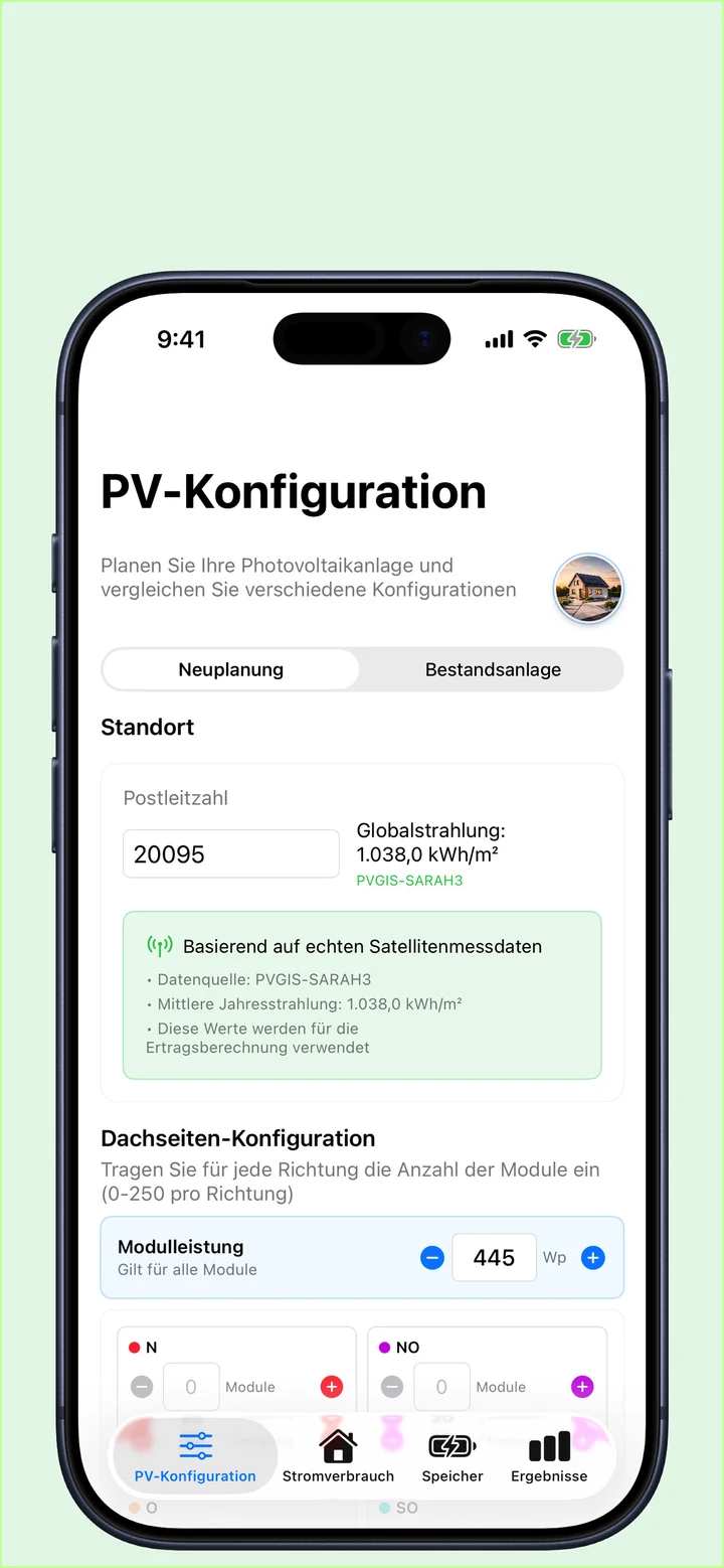 PV Energy Planner – PV-Konfiguration