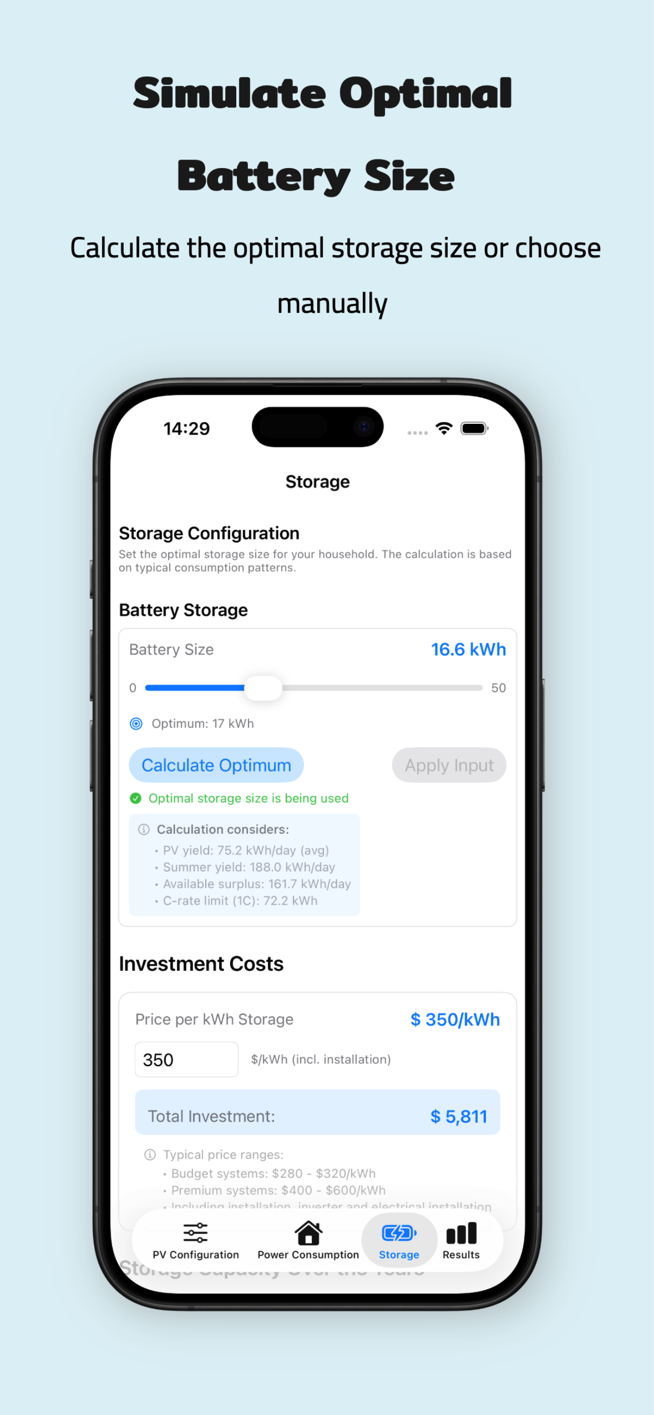 PV Energy Planner iPhone: Charts and Analysis