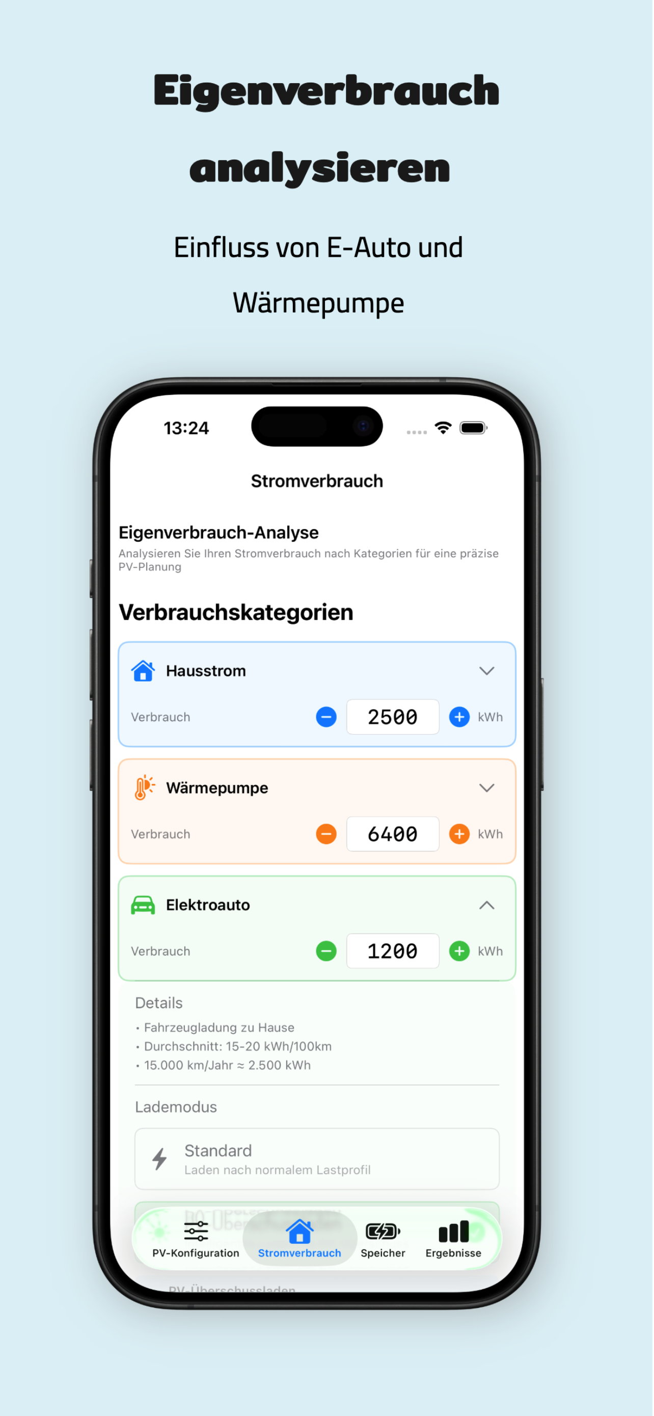 PV Energy Planner iPhone: Stromverbrauch