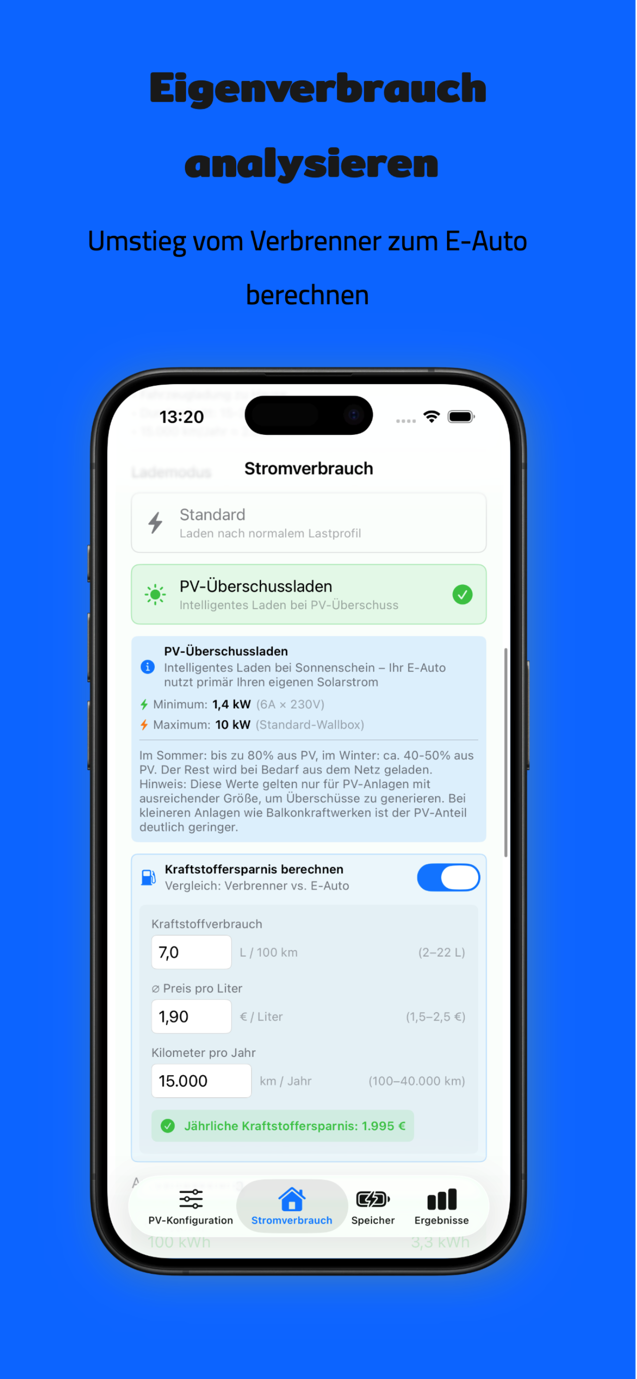 PV Energy Planner iPhone: Speicher-Simulation